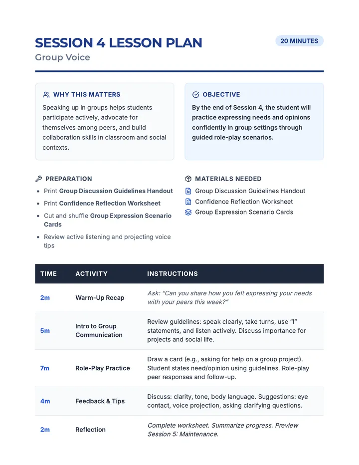 Group Voice Lesson Plan