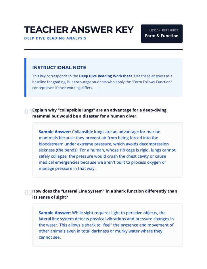 Deep Dive Answer Key