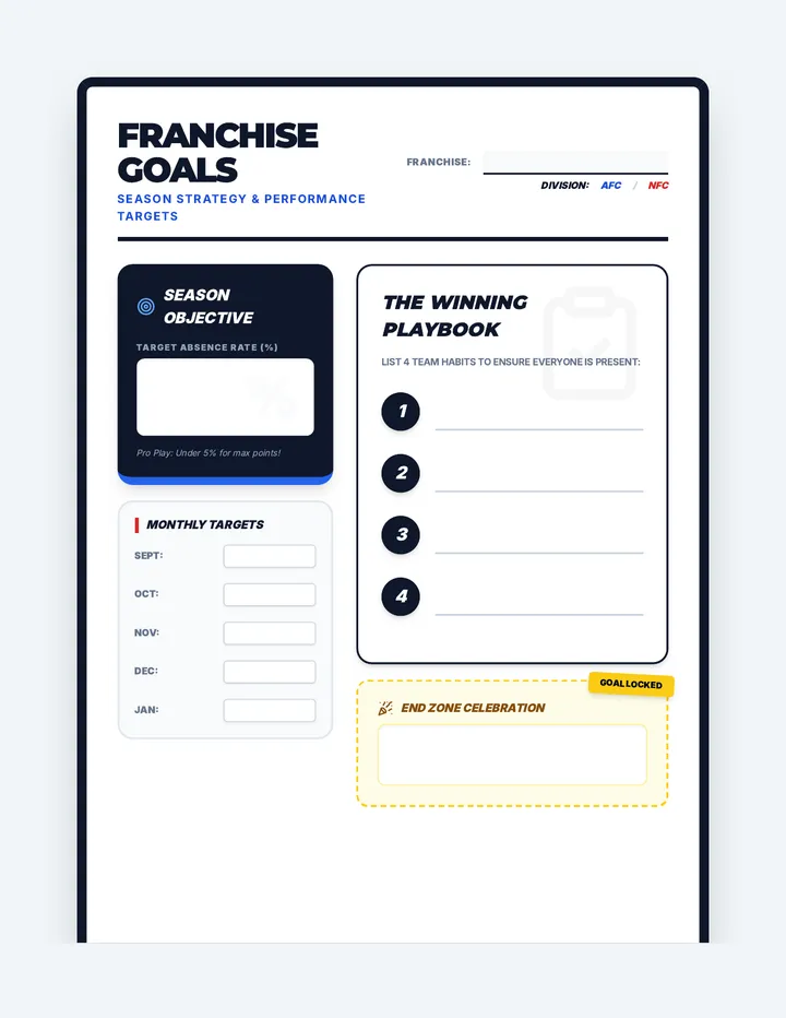 Franchise Goal Sheet Template Resource