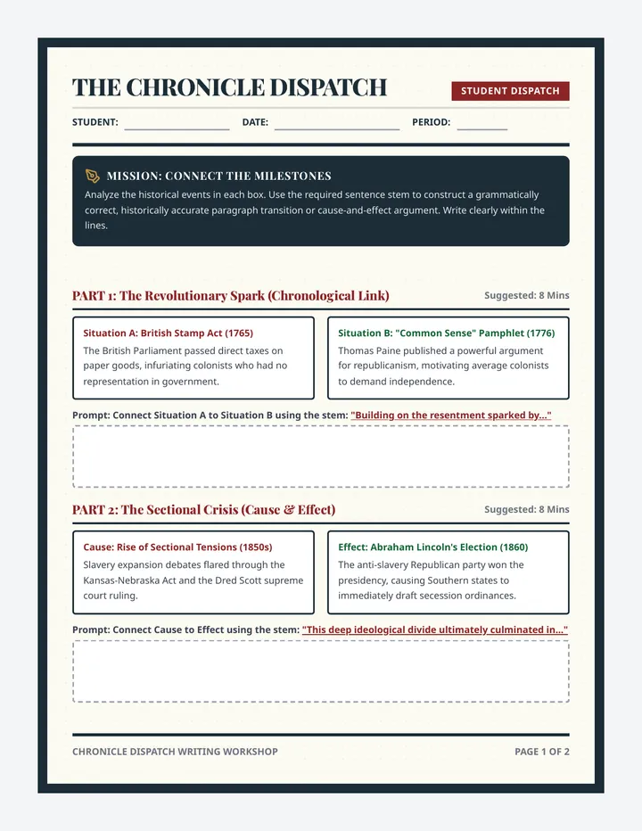 Liberty Links Worksheet