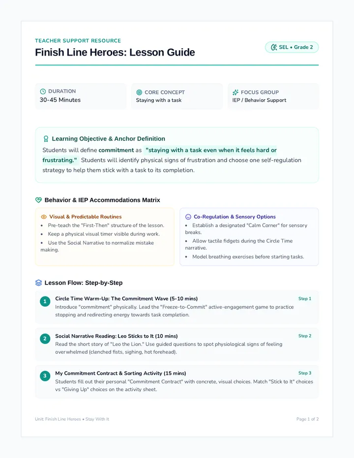 Stick To It Lesson Guide