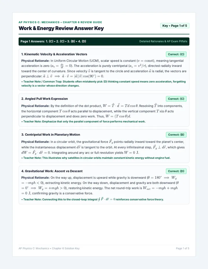 Work and Energy Review Answer Key