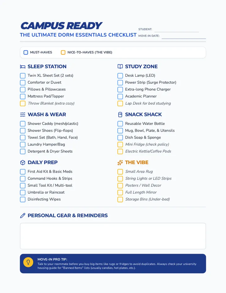 Campus Ready Checklist page 1