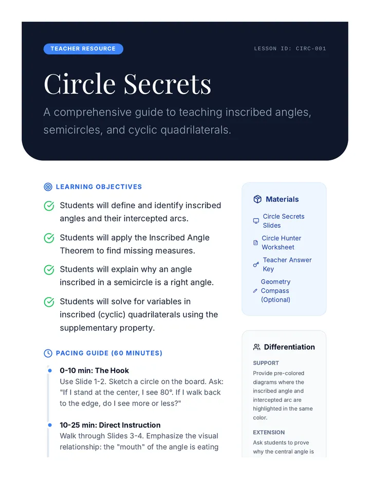 Circle Secrets Teacher Guide