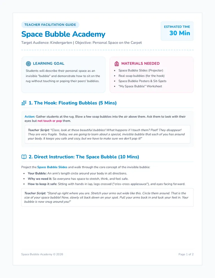 Space Bubble Lesson Plan