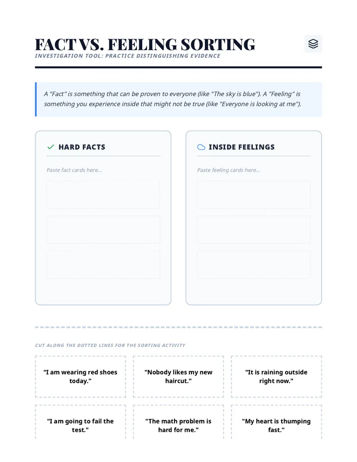 Fact vs Feeling Sorting Sheet