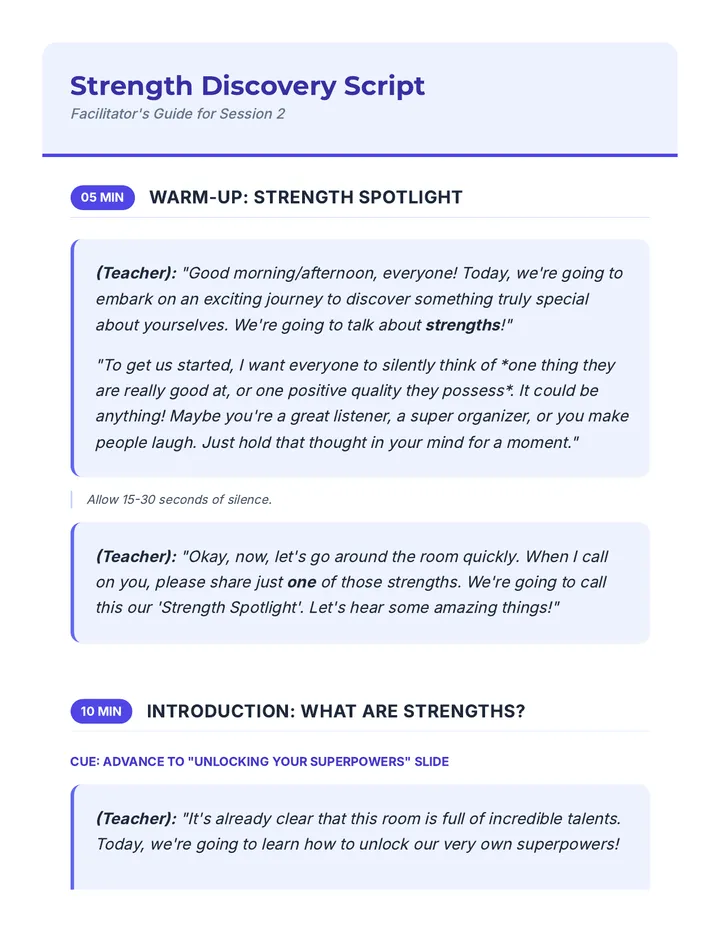 Inner Superpowers Teacher Script