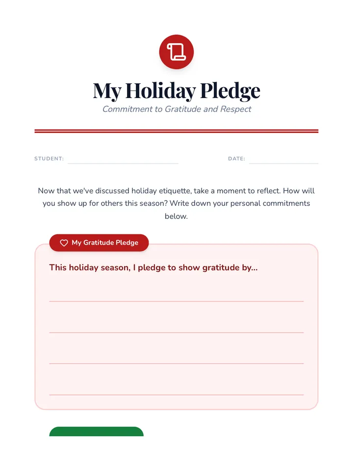 Holiday Pledge Cool Down