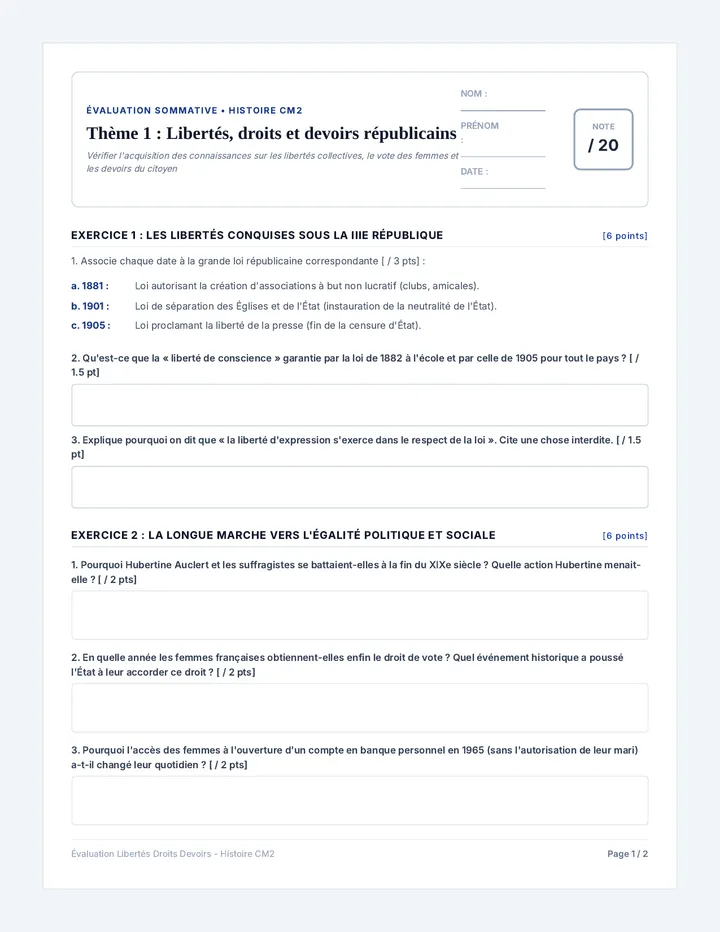 Evaluation Libertes Droits Devoirs