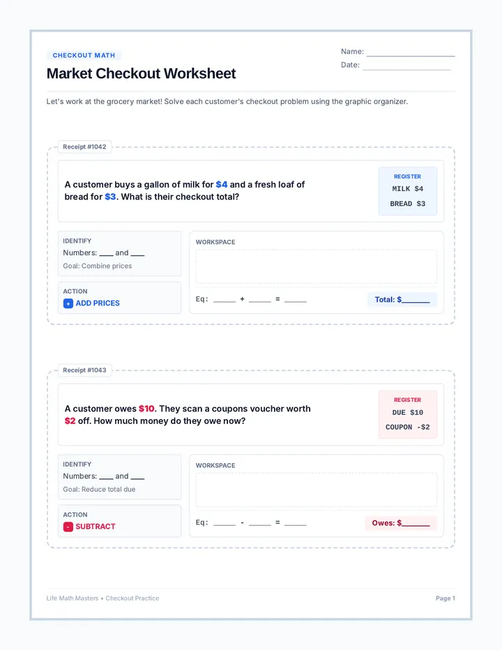Market Checkout Worksheet