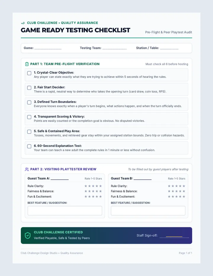 Game Ready Testing Checklist