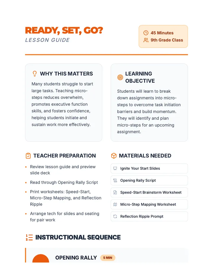 Ready Set Go Lesson Guide