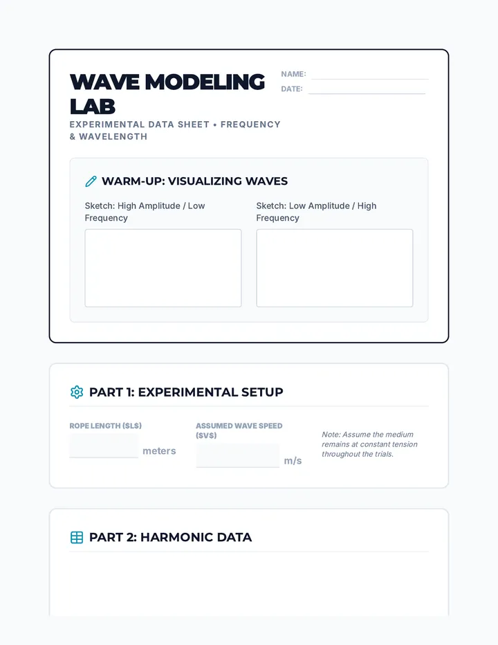 Wave Modeling Worksheet