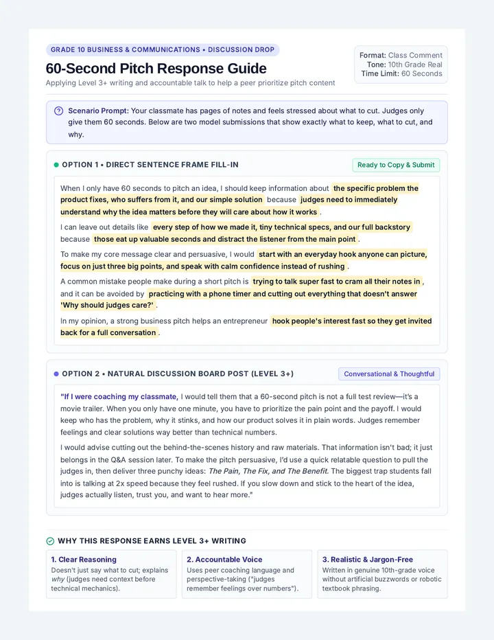 Pitch Polish Response Guide