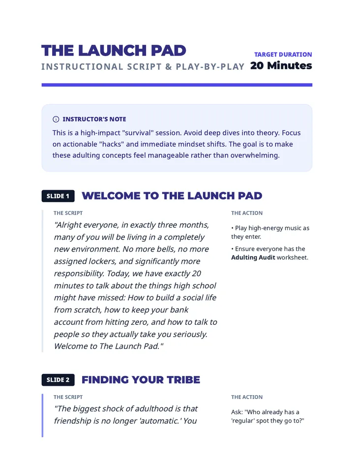 Launch Pad Instructional Script
