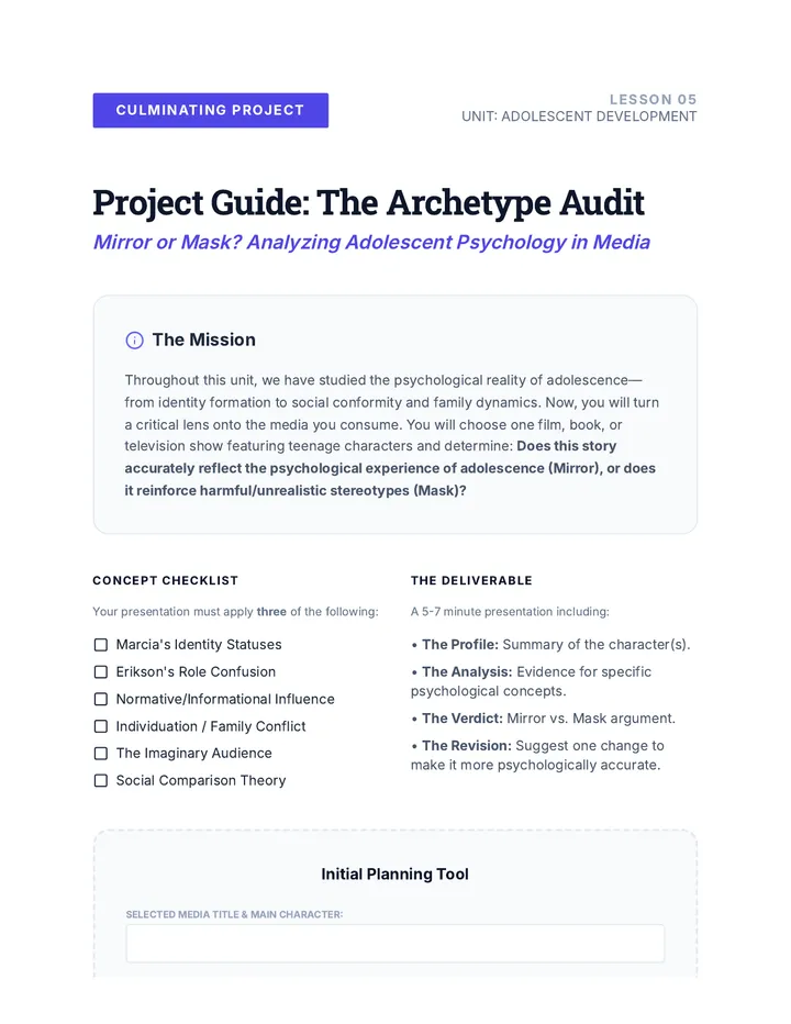 Archetype Audit Project Guide Rubric