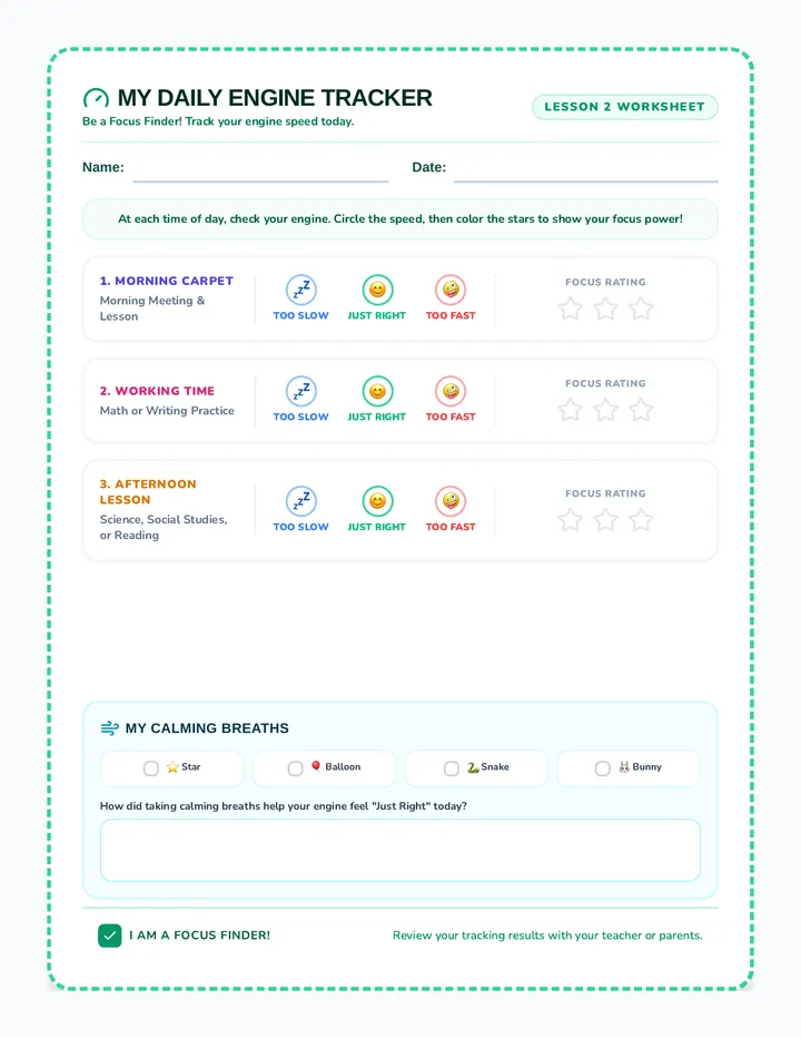 Focus Tracker Worksheet