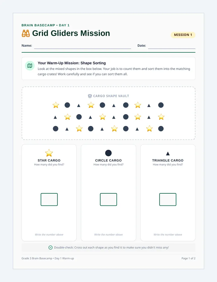 Grid Gliders Worksheet