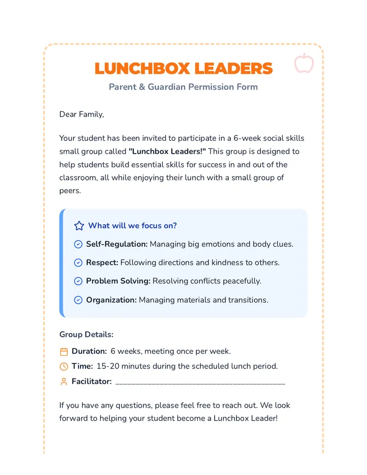 Lunchbox Leaders Permission Form