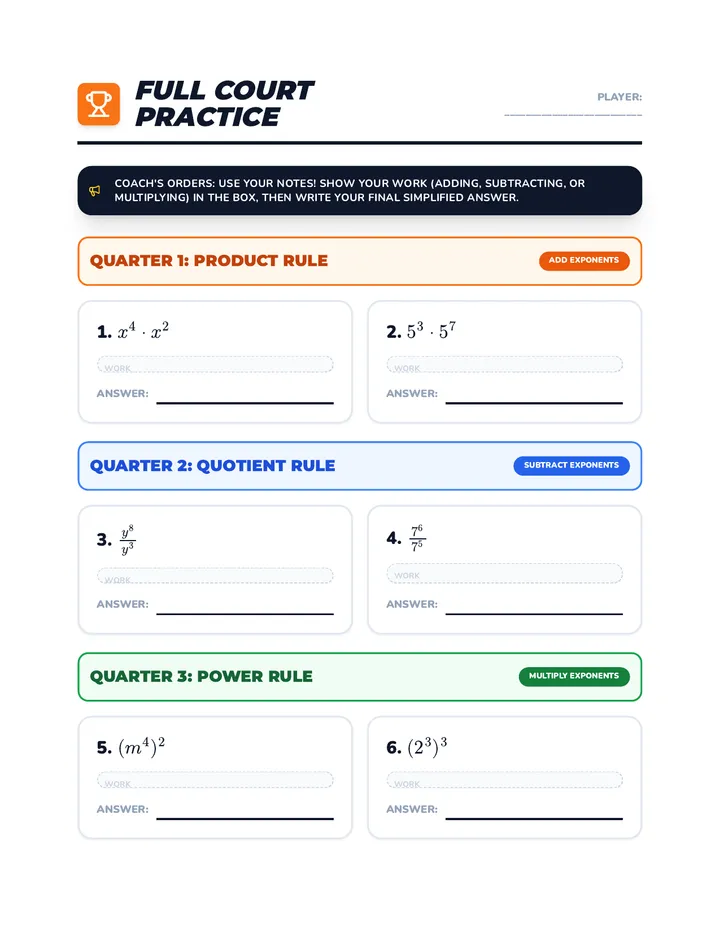 Full Court Press Practice Worksheet