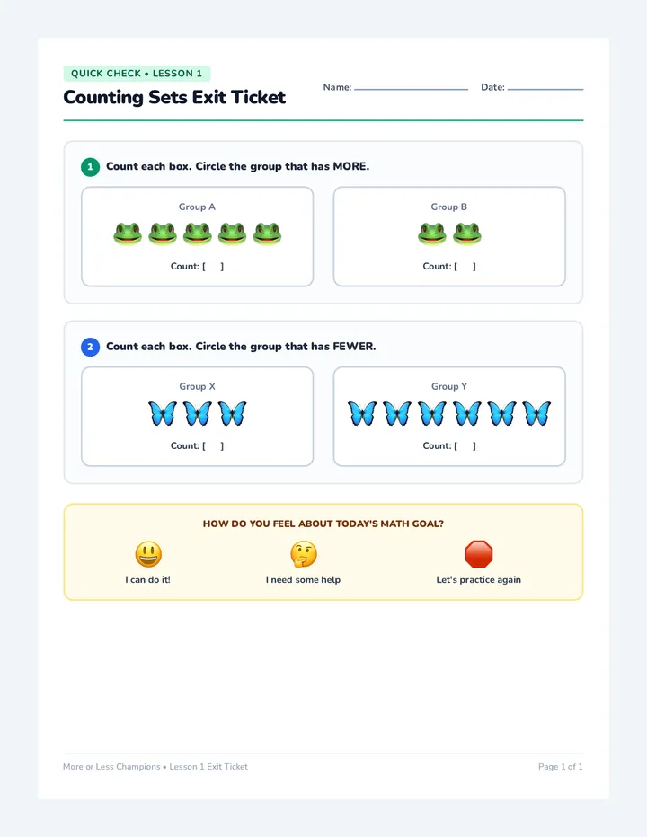 Counting Sets Exit Ticket