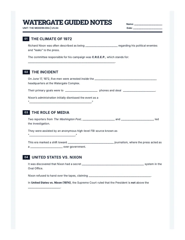 Watergate Breach Guided Notes