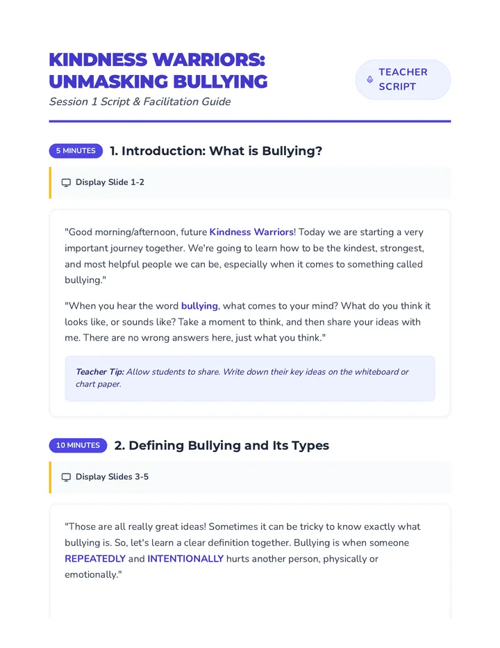 Unmasking Bullying Script