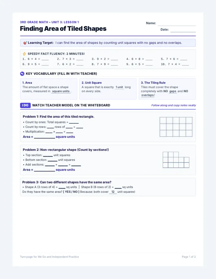 Tiled Area Student Notes