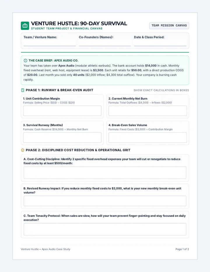 Venture Hustle Project Worksheet
