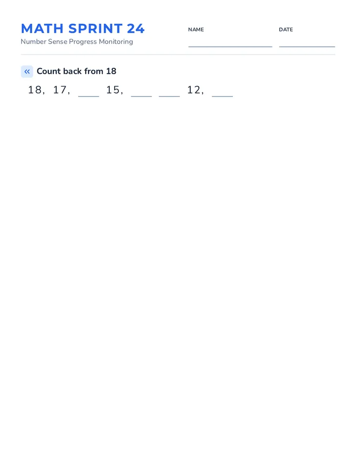 Math Sprint 24 Worksheet