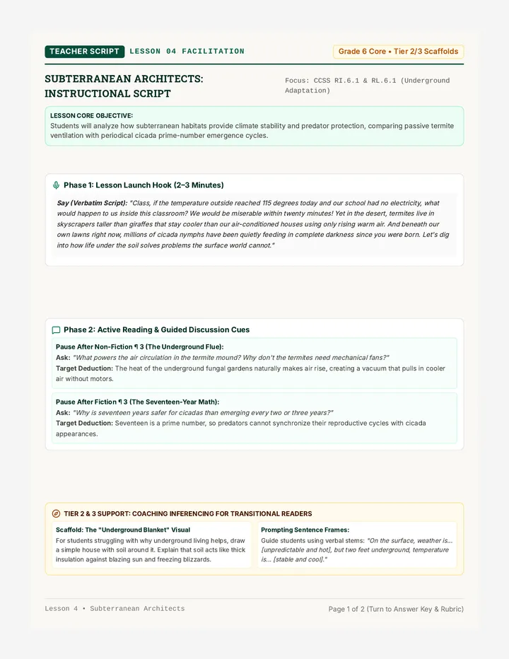 Subterranean Architects Teacher Guide