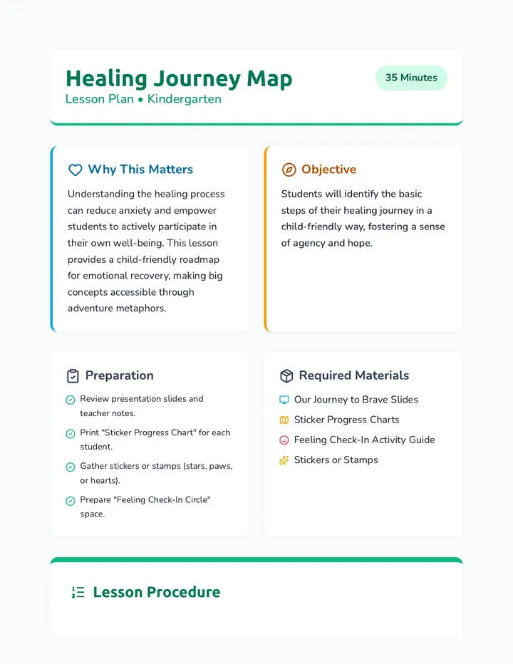 Healing Journey Lesson Plan