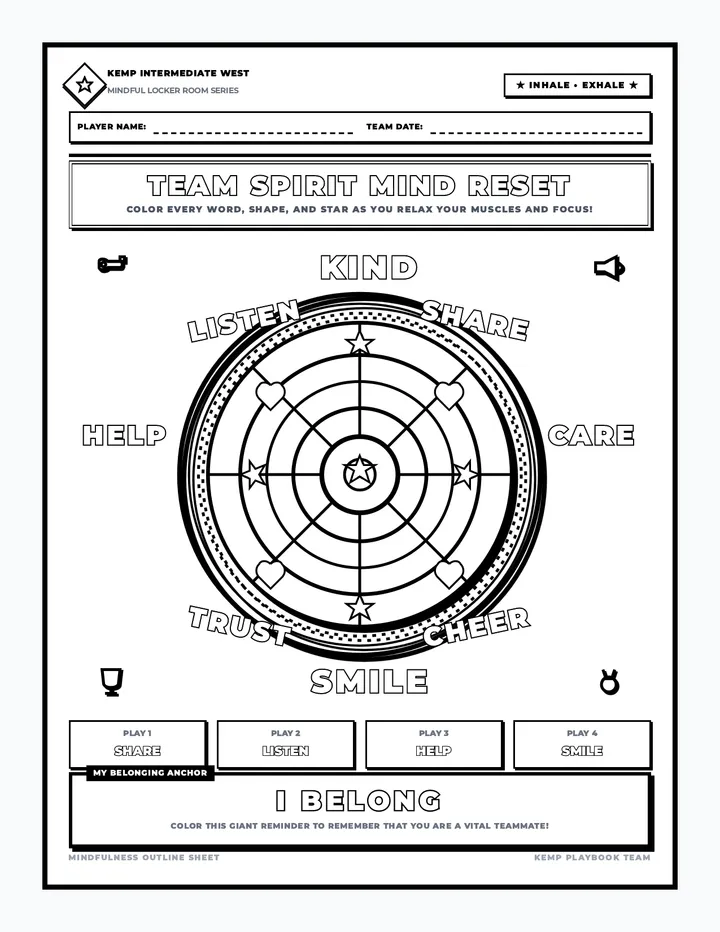 Team Spirit Mandala Coloring Sheet