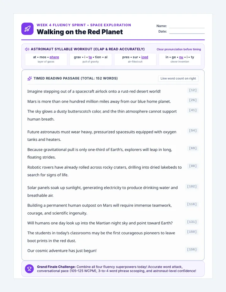 Cosmic Voyage Practice Sheet