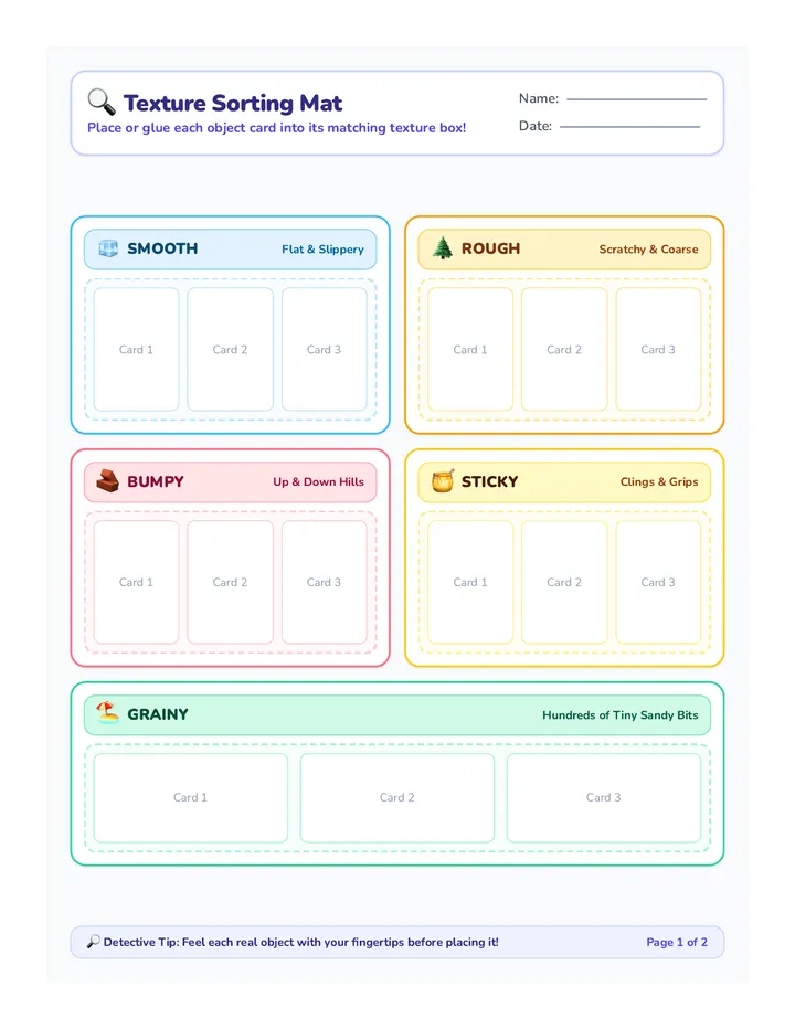 Texture Sorting Mats Activity