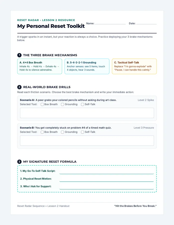 Reset Toolkit Worksheet