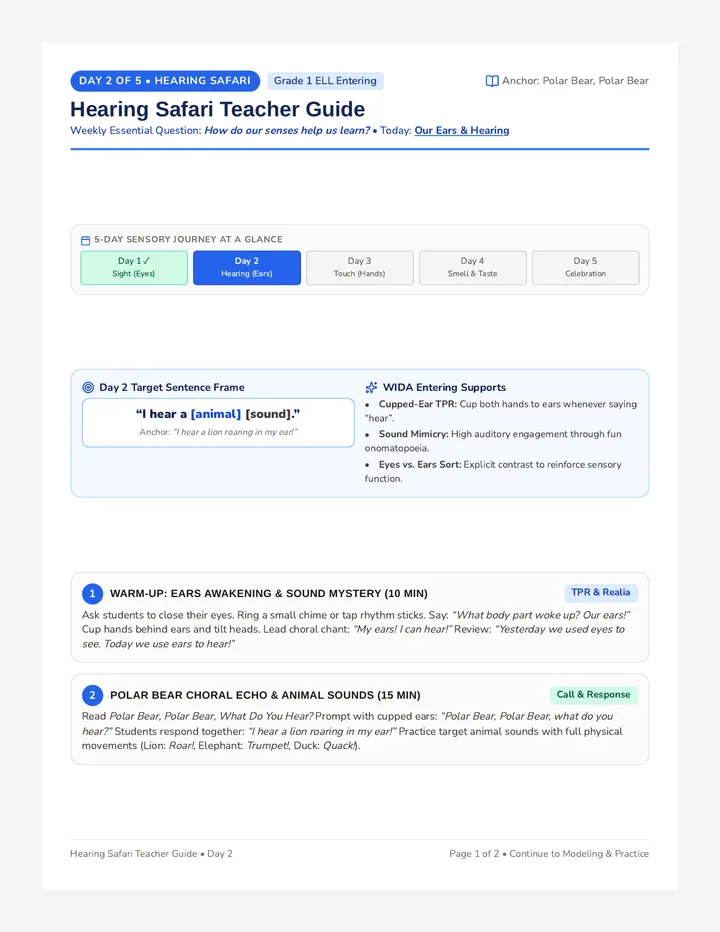 Hearing Safari Teacher Guide