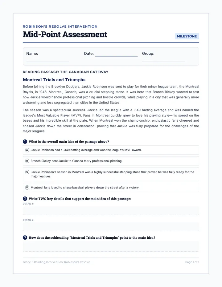 Robinson Mid Point Assessment