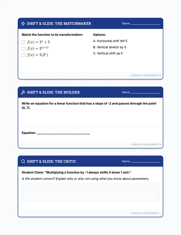 Shift and Slide Exit Tickets