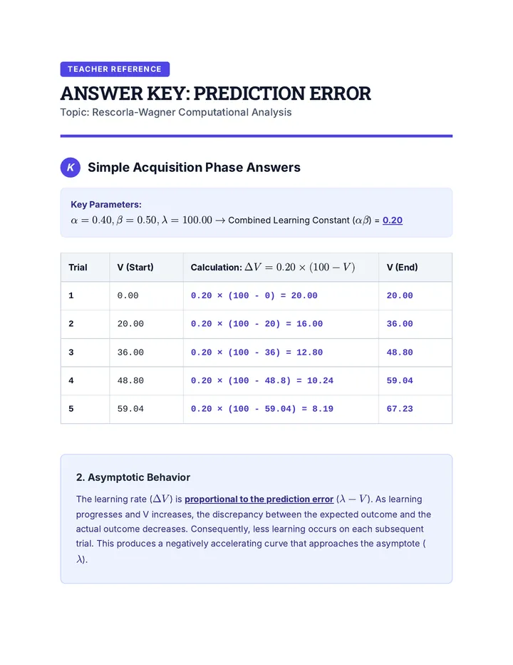 Prediction Error Answer Key