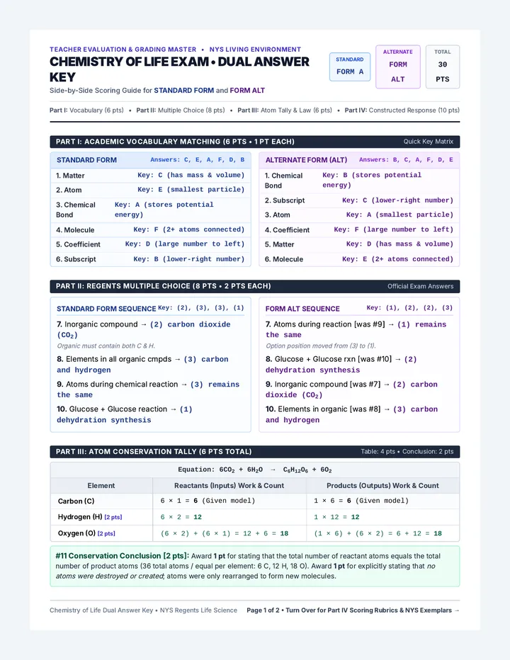 Life Chemistry Combined Answer Key