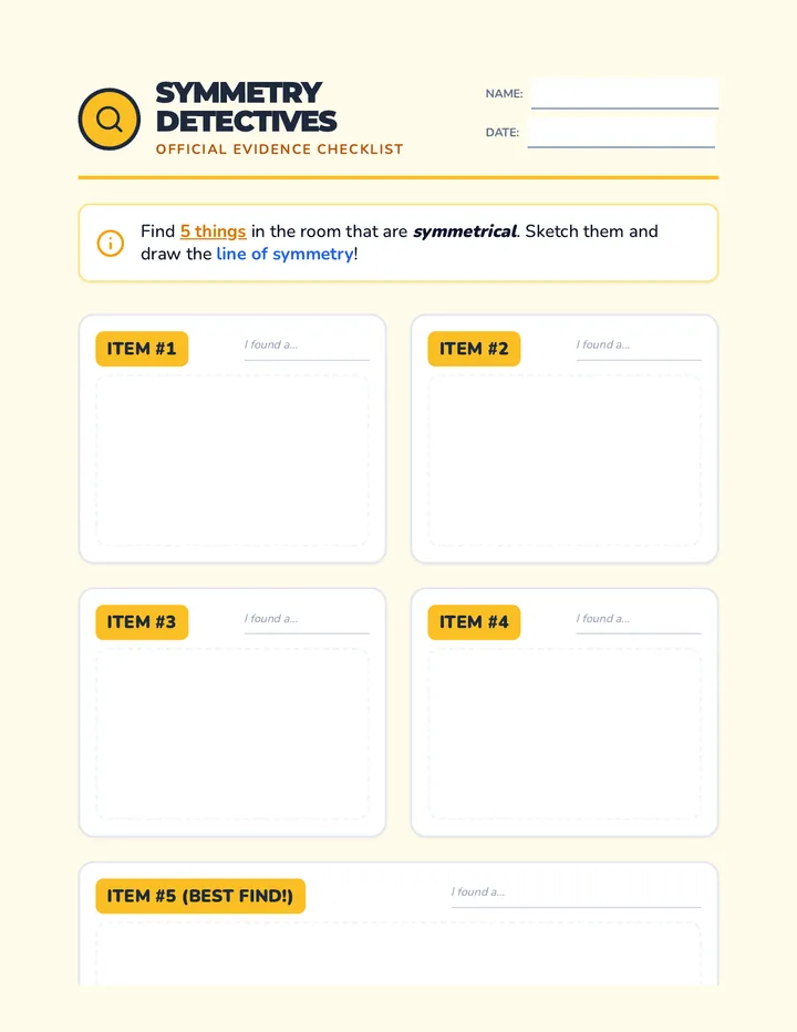 Symmetry Detectives Checklist