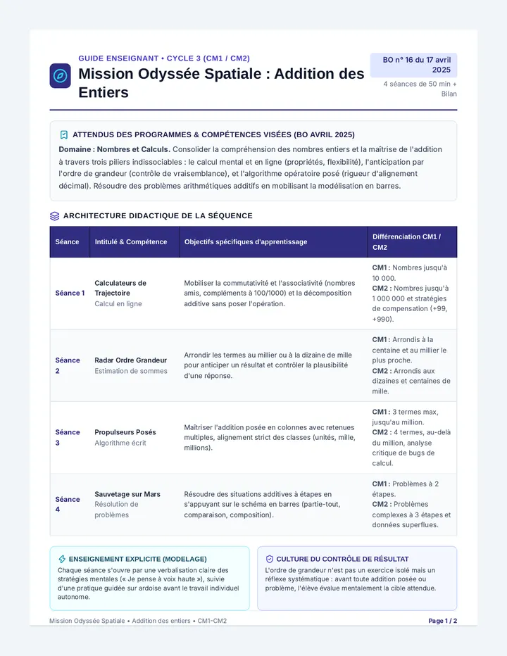 Odyssée Spatiale Guide Pédagogique
