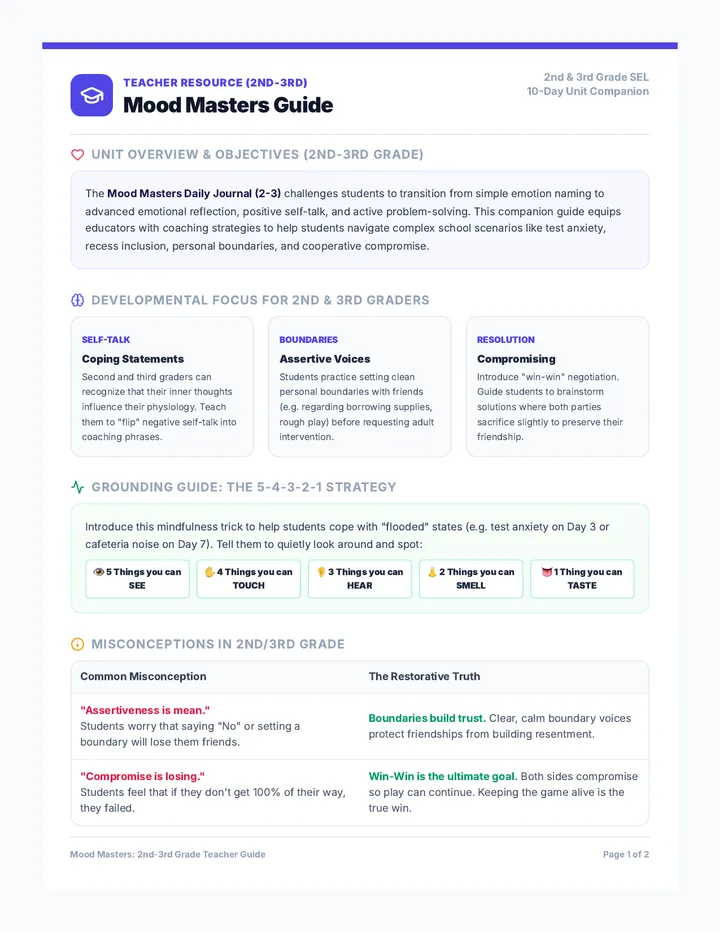 Mood Masters Teacher Guide 2nd-3rd Grade