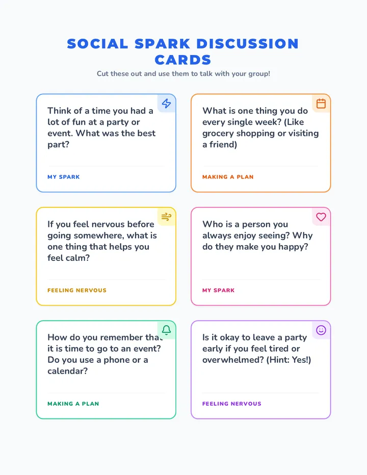 Social Spark Discussion Cards