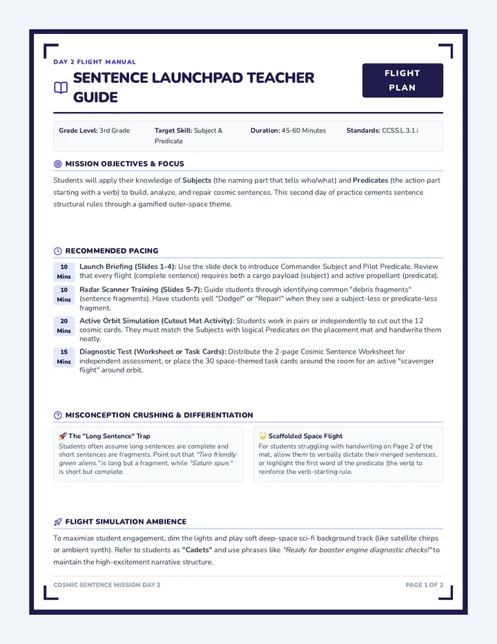 Sentence Launchpad Teacher Guide