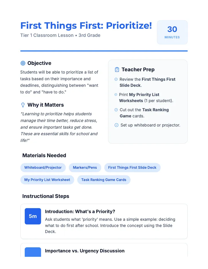 Prioritize Lesson Plan