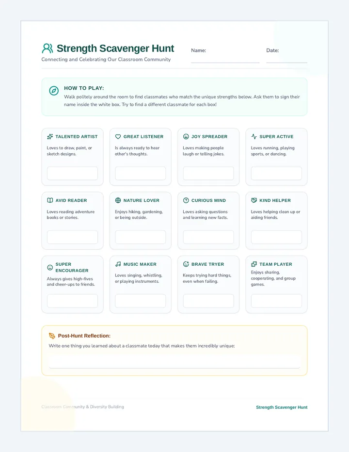 Strength Scavenger Hunt Activity