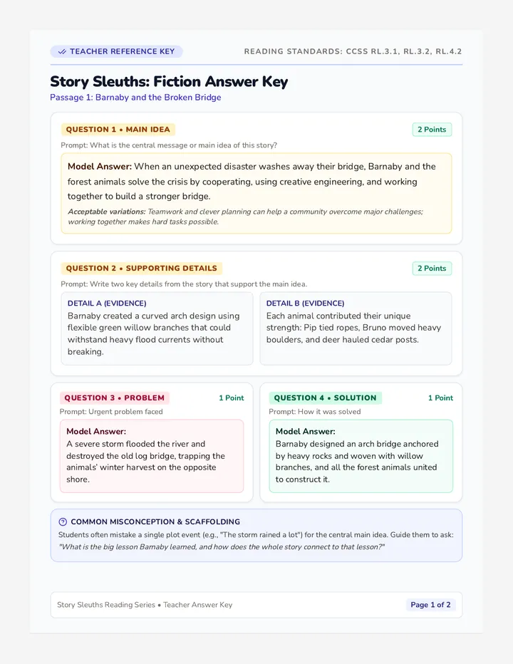 Story Sleuths Answer Key