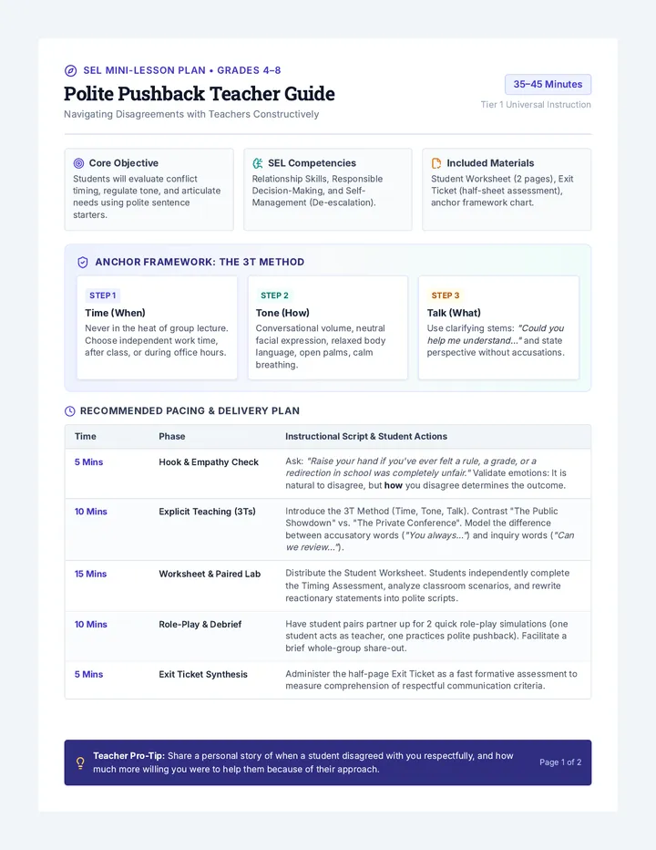 Polite Pushback Teacher Guide